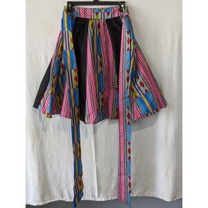 Women's Shenbolen African Design Midi Tie Skirt Size Large